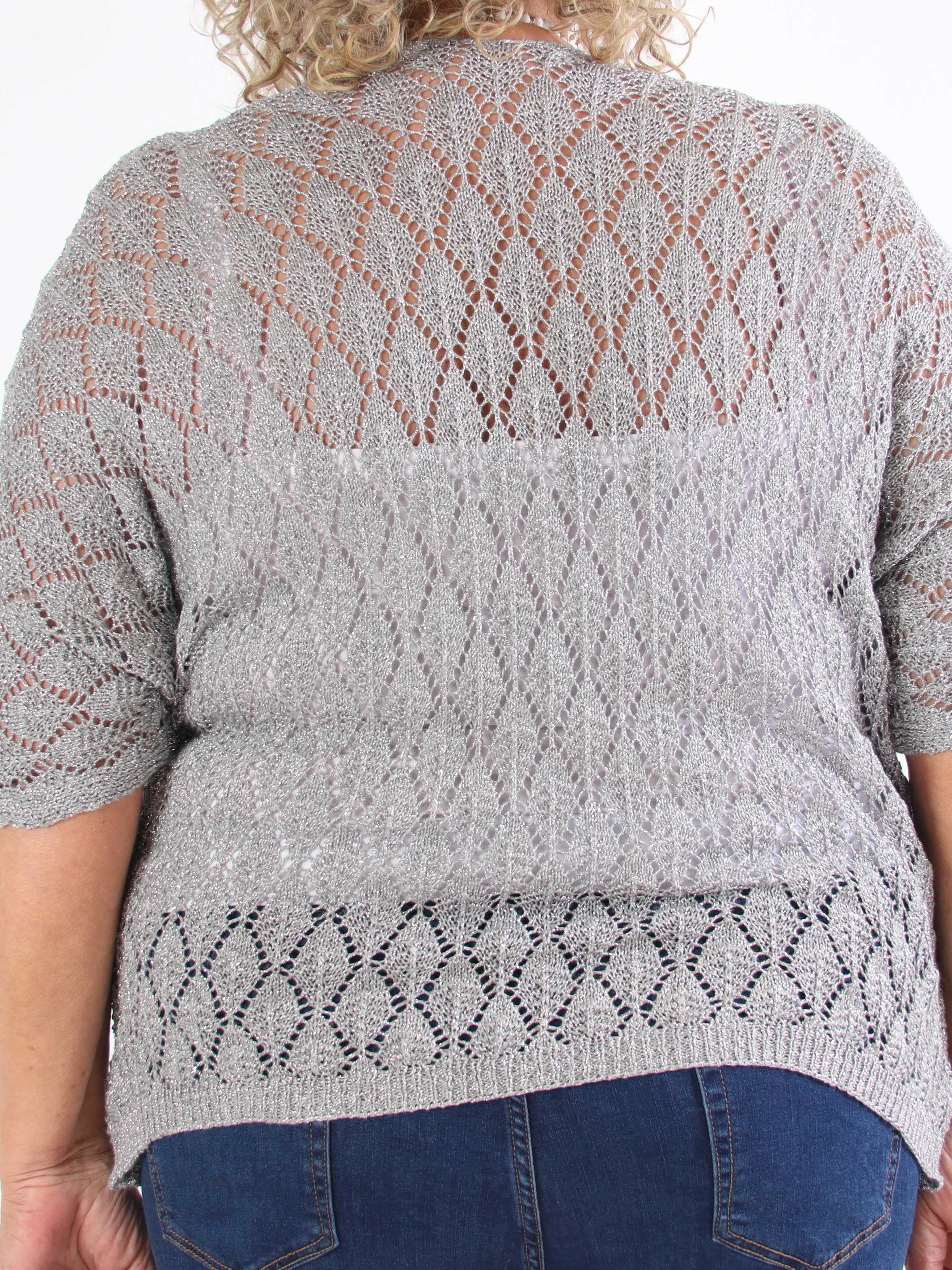 Selena - Söt virkad stickad tröja i plusstorlek med glittertrådar